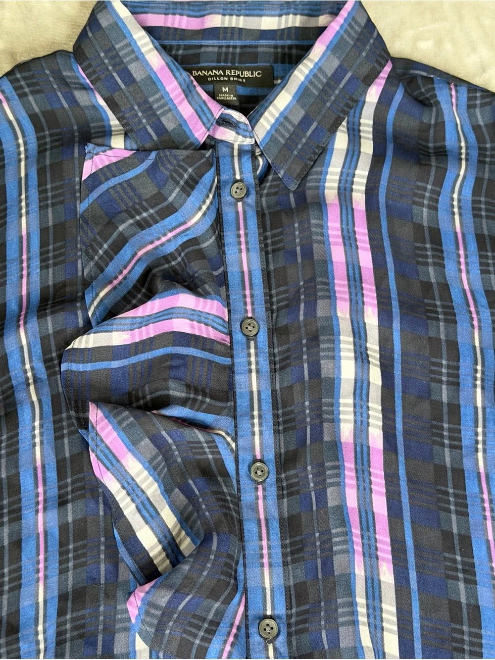 Banana Republic Dillon Shirt Womens Medium Plaid Ruffled Long Sleeve Peasant NEW